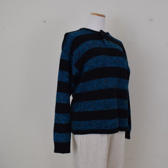 Vintage 90s Striped Acrylic/Wool Scoop neck Sweater - Picture 2 of 10